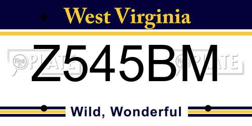 Z545BM West Virginia License Plate