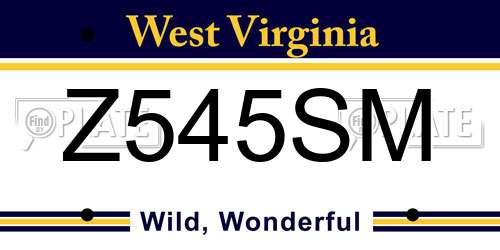 Z545SM West Virginia License Plate