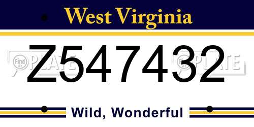 Z547432 West Virginia License Plate
