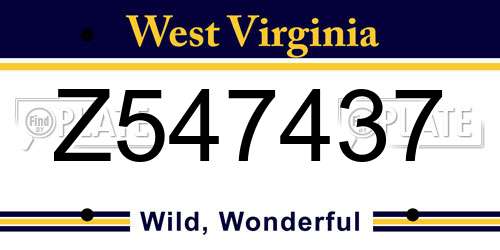 Z547437 West Virginia License Plate