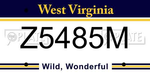 Z5485M West Virginia License Plate