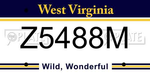 Z5488M West Virginia License Plate