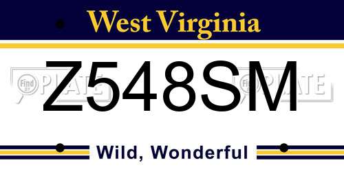 Z548SM West Virginia License Plate