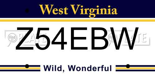 Z54EBW West Virginia License Plate