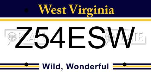 Z54ESW West Virginia License Plate