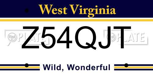 Z54QJT West Virginia License Plate