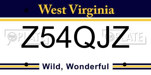 Z54QJZ West Virginia License Plate