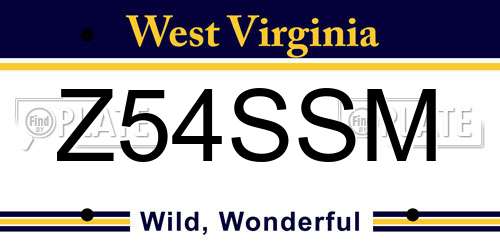 Z54SSM West Virginia License Plate