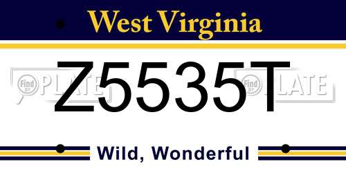 Z5535T West Virginia License Plate