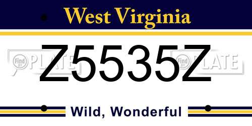 Z5535Z West Virginia License Plate