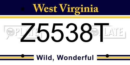 Z5538T West Virginia License Plate