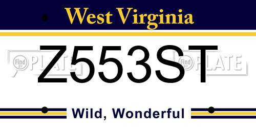 Z553ST West Virginia License Plate