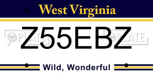 Z55EBZ West Virginia License Plate