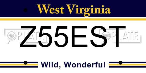 Z55EST West Virginia License Plate