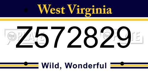 Z572829 West Virginia License Plate