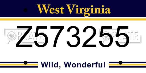 Z573255 West Virginia License Plate
