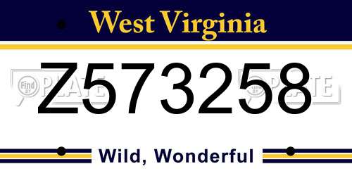 Z573258 West Virginia License Plate