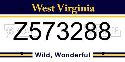 Z573288 West Virginia License Plate