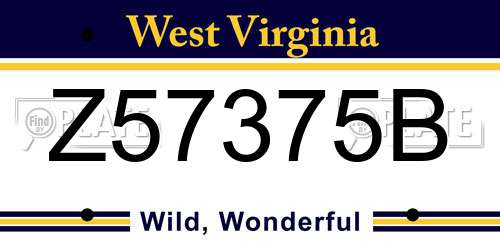 Z57375B West Virginia License Plate