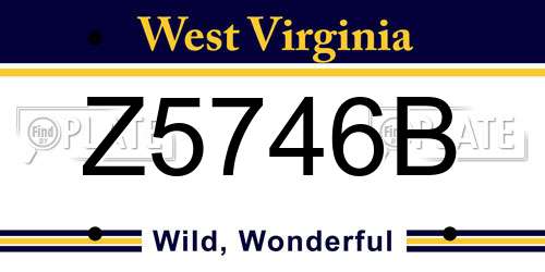 Z5746B West Virginia License Plate