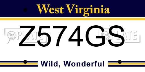 Z574GS West Virginia License Plate