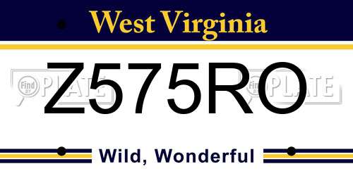 Z575RO West Virginia License Plate