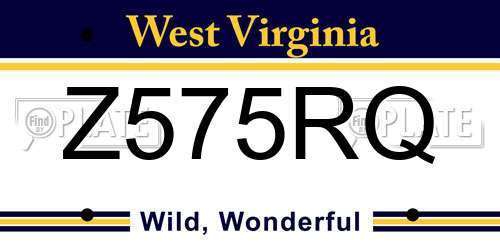 Z575RQ West Virginia License Plate