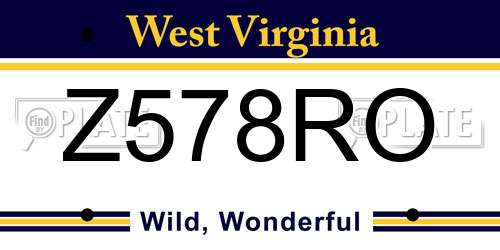 Z578RO West Virginia License Plate