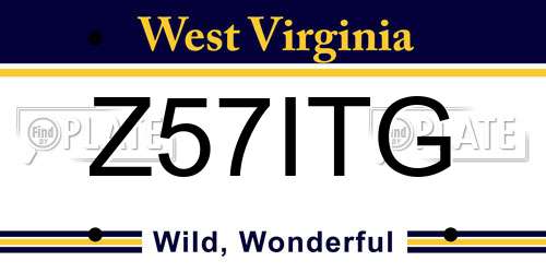 Z57ITG West Virginia License Plate