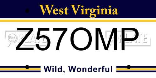 Z57OMP West Virginia License Plate