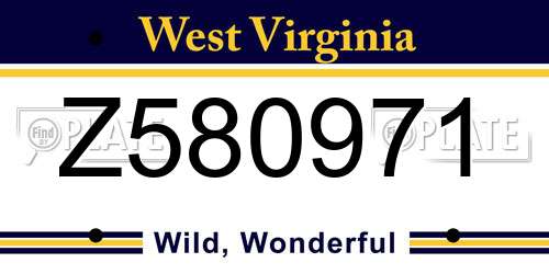 Z580971 West Virginia License Plate