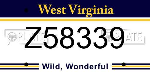 Z58339 West Virginia License Plate