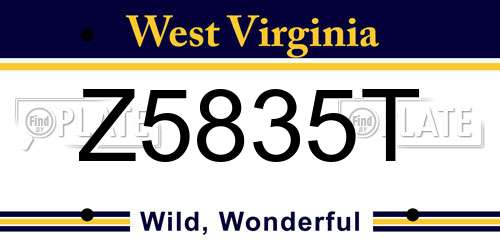 Z5835T West Virginia License Plate