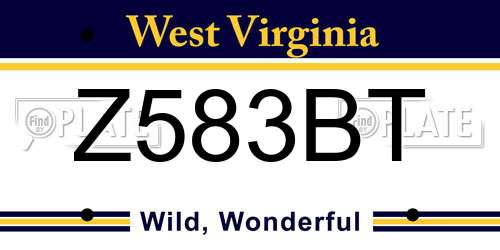 Z583BT West Virginia License Plate