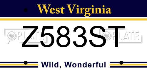 Z583ST West Virginia License Plate