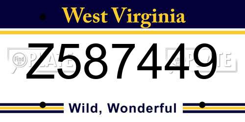 Z587449 West Virginia License Plate