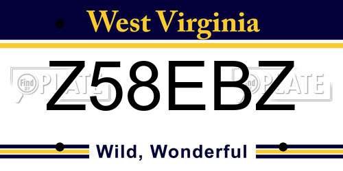 Z58EBZ West Virginia License Plate