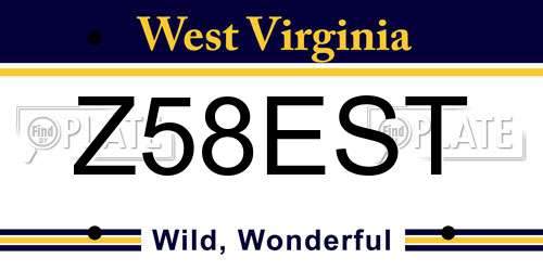 Z58EST West Virginia License Plate