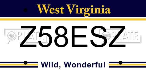 Z58ESZ West Virginia License Plate