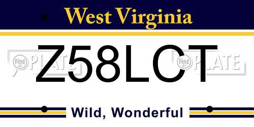 Z58LCT West Virginia License Plate