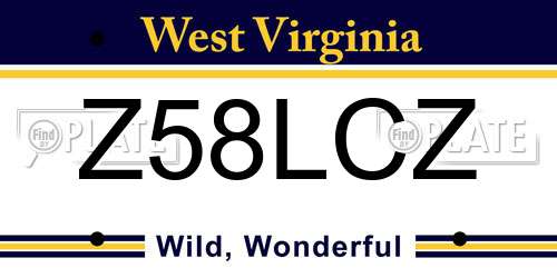 Z58LCZ West Virginia License Plate
