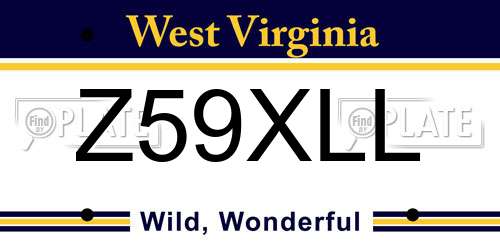 Z59XLL West Virginia License Plate