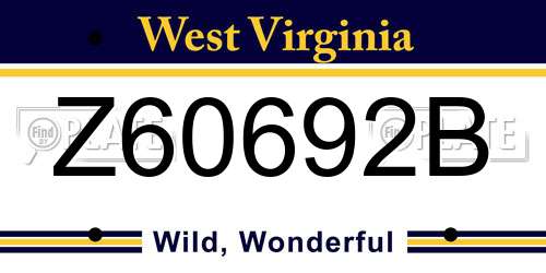 Z60692B West Virginia License Plate