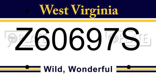 Z60697S West Virginia License Plate