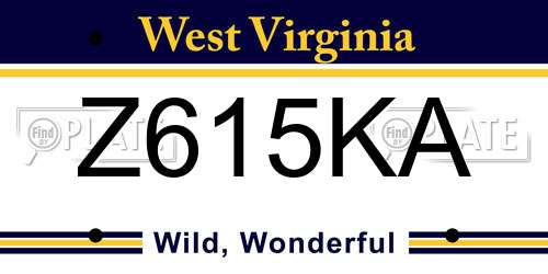 Z615KA West Virginia License Plate