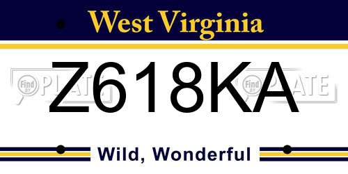 Z618KA West Virginia License Plate