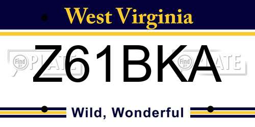 Z61BKA West Virginia License Plate