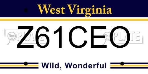 Z61CEO West Virginia License Plate