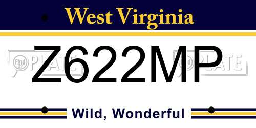 Z622MP West Virginia License Plate