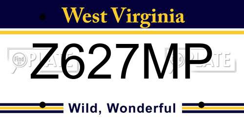 Z627MP West Virginia License Plate
